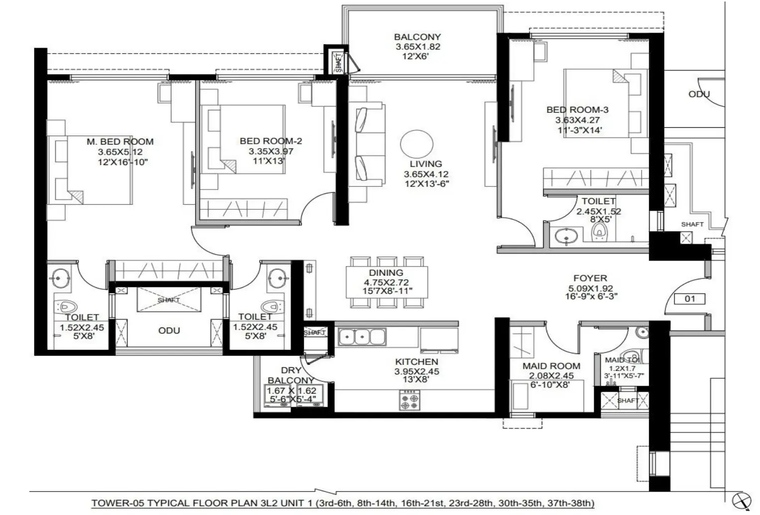 5 BHK-800  SqFt